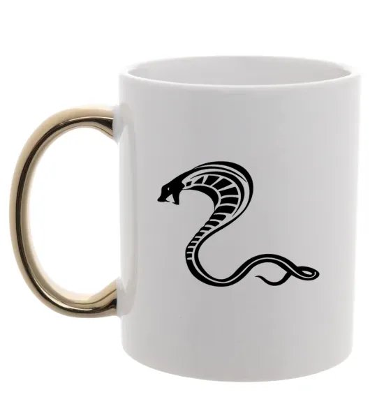 Чашка с цветной ручкой Чорна кобра Золото фото