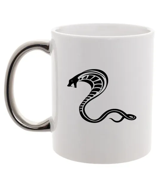 Чашка с цветной ручкой Чорна кобра Серебро фото