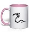 Чашка з кольоровою ручкою Черная кобра Ніжно рожевий фото