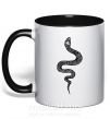 Чашка з кольоровою ручкою Змея чешуйки Чорний фото