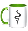 Чашка с цветной ручкой Змія луска Лаймовый фото