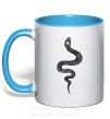 Чашка з кольоровою ручкою Змея чешуйки Блакитний фото
