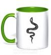 Чашка з кольоровою ручкою Змея чешуйки Зелений фото