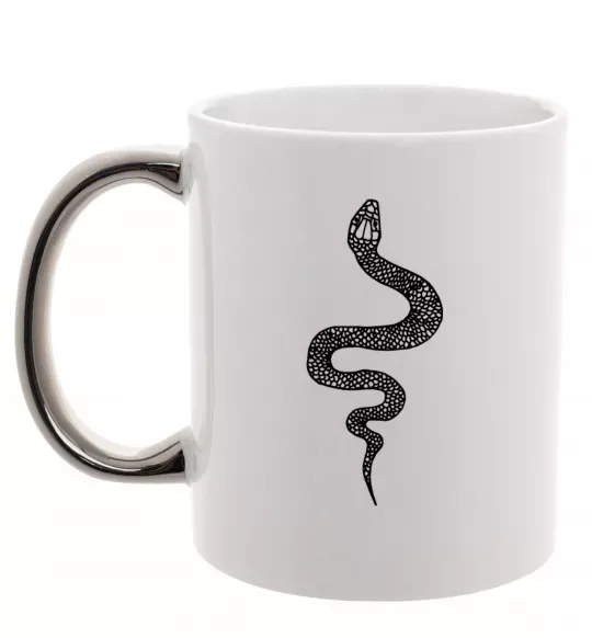 Чашка з кольоровою ручкою Змія луска Срібло фото