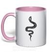 Чашка з кольоровою ручкою Змея чешуйки Ніжно рожевий фото