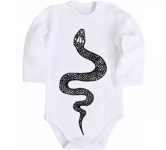 Дитячий бодік Змія луска Білий фото