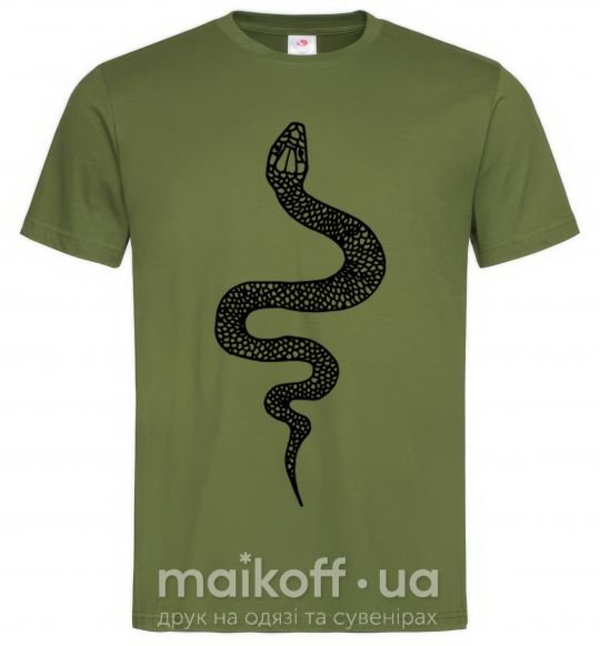 Мужская футболка Змея чешуйки Оливковый фото