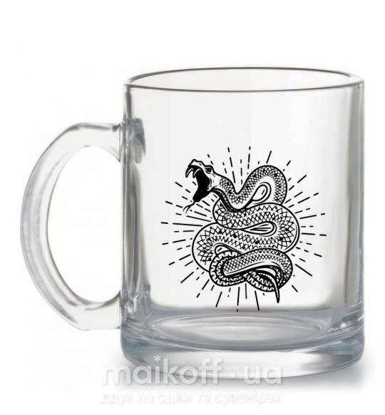 Чашка скляна Змея укус Прозорий фото