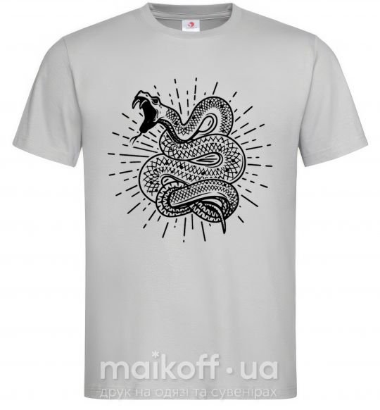 Мужская футболка Змея укус Серый фото