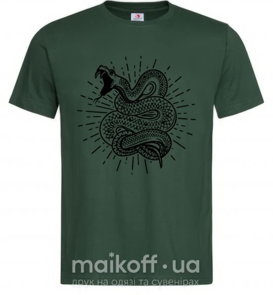 Мужская футболка Змея укус Темно-зеленый фото