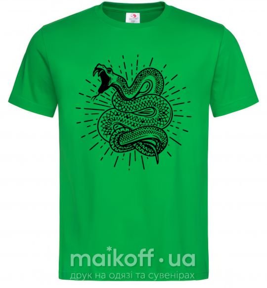 Мужская футболка Змея укус Зеленый фото