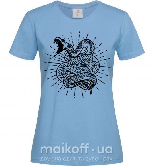 Женская футболка Змея укус Голубой фото