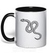 Чашка з кольоровою ручкою Змея ползет Чорний фото