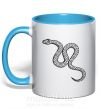 Чашка с цветной ручкой Змея ползет Голубой фото