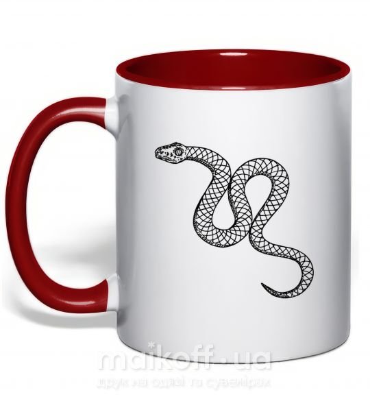 Чашка з кольоровою ручкою Змея ползет Червоний фото