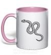 Чашка з кольоровою ручкою Змея ползет Ніжно рожевий фото