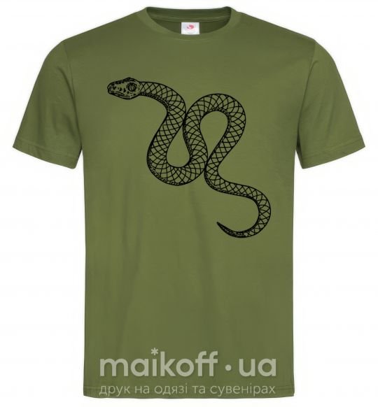 Мужская футболка Змея ползет Оливковый фото