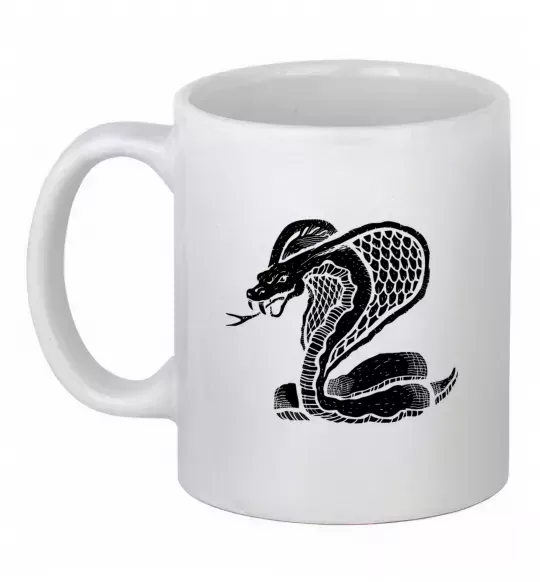 Чашка керамическая Кобра повзе Белый фото
