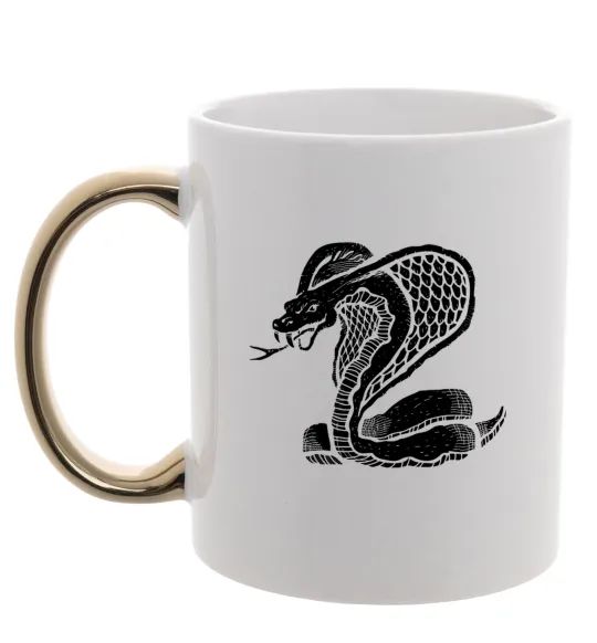 Чашка з кольоровою ручкою Кобра повзе Золото фото