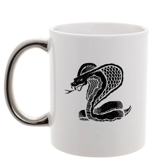 Чашка з кольоровою ручкою Кобра повзе Срібло фото