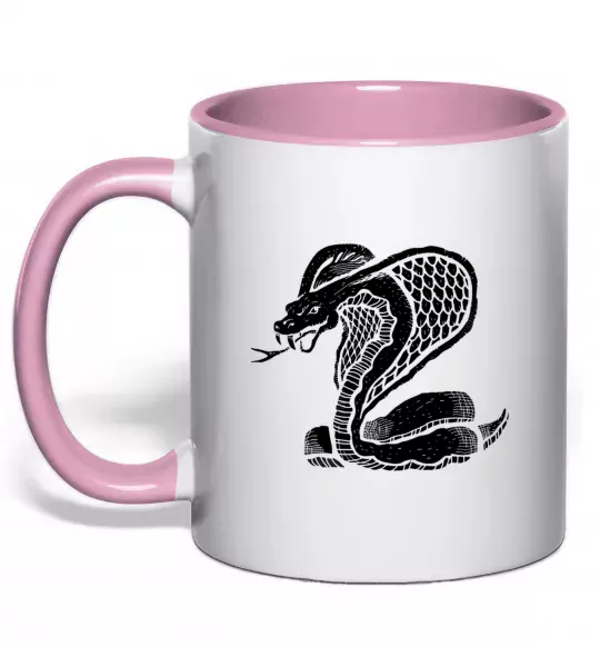 Чашка з кольоровою ручкою Кобра повзе Ніжно рожевий фото