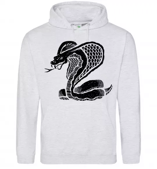 Мужская толстовка (худи) Кобра повзе Серый меланж фото