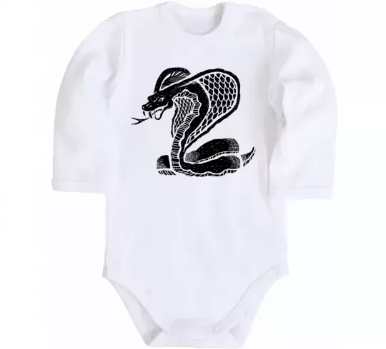 Дитячий бодік Кобра повзе Білий фото