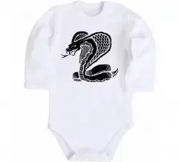 Детский боди Кобра контур тонкий Белый фото