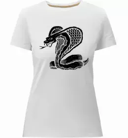 Женская премиум футболка Неоновий змій Белый фото
