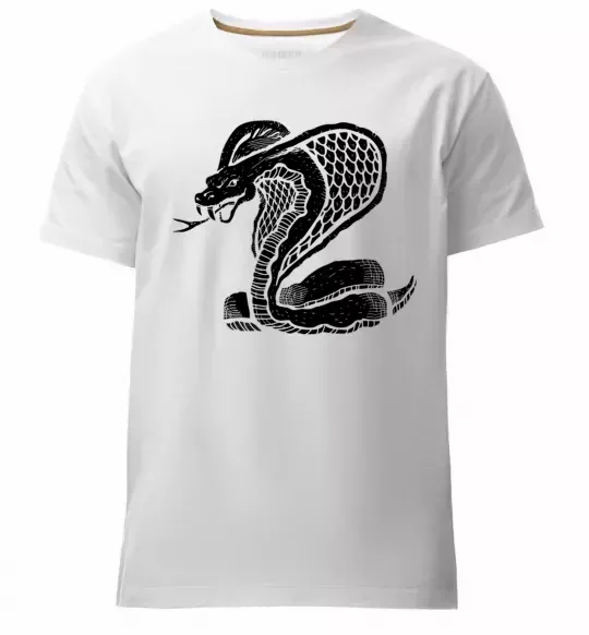 Мужская премиум футболка Кобра повзе Белый фото
