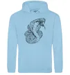 Мужская толстовка (худи) Кобра контур тонкий Голубой фото