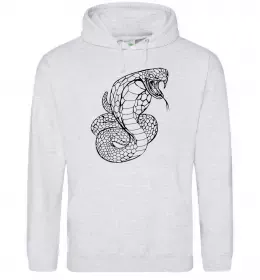 Женская толстовка (худи) Кобра контур тонкий Серый меланж фото