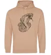 Женская толстовка (худи) Кобра контур тонкий Песочный фото