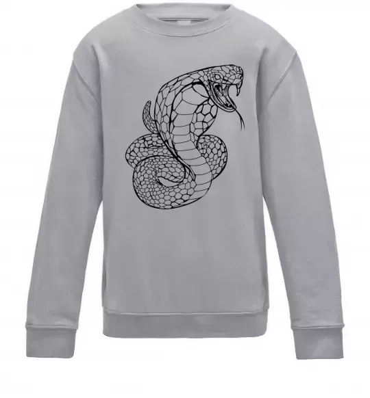 Детский Свитшот Кобра контур тонкий Серый меланж фото