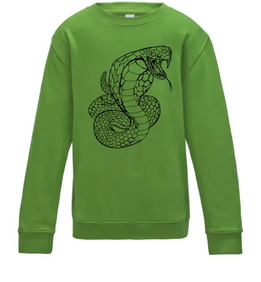 Детский Свитшот Кобра контур тонкий Лаймовый фото