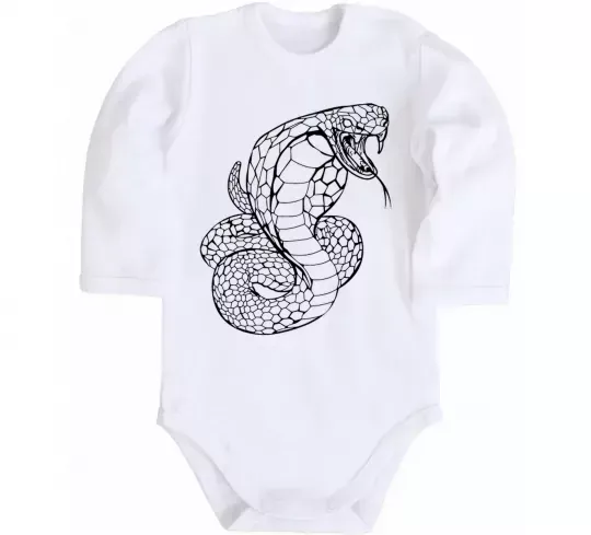 Детский боди Кобра контур тонкий Белый фото