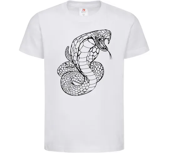 Детская футболка Кобра контур тонкий Белый фото