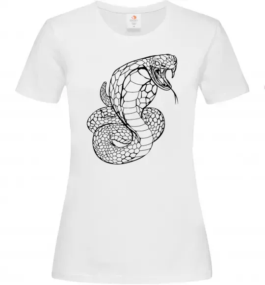 Женская футболка Кобра контур тонкий Белый фото