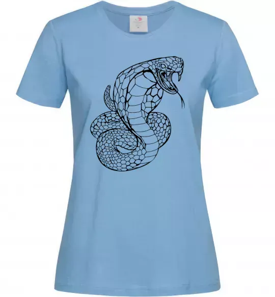 Женская футболка Кобра контур тонкий Голубой фото