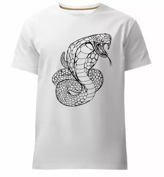 Чоловіча преміум футболка Кобра контур тонкий Білий фото