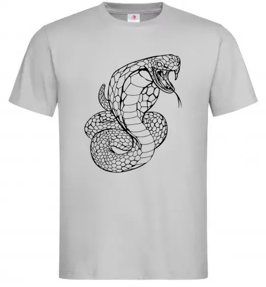 Мужская футболка Кобра контур тонкий Серый фото