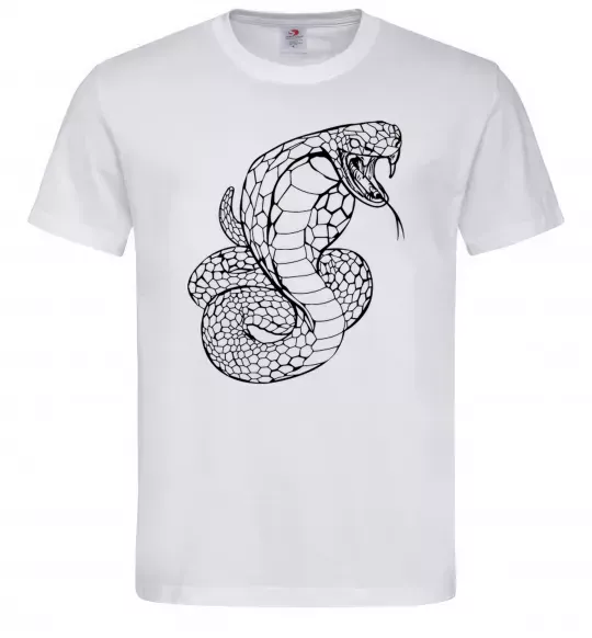 Мужская футболка Кобра контур тонкий Белый фото