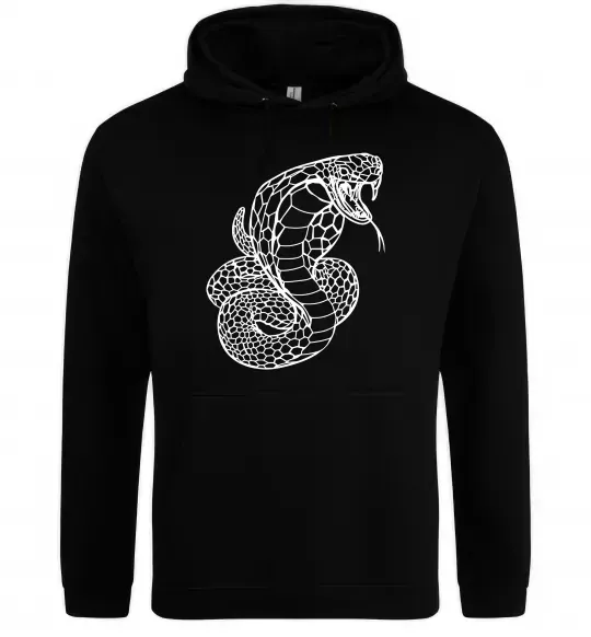 Женская толстовка (худи) Кобра контур тонкий Черный фото