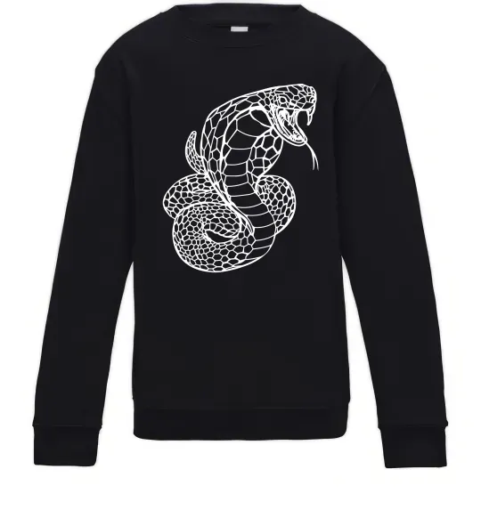 Детский Свитшот Кобра контур тонкий Черный фото