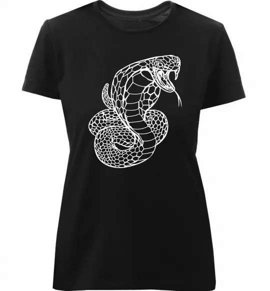 Жіноча преміум футболка Кобра контур тонкий Чорний фото