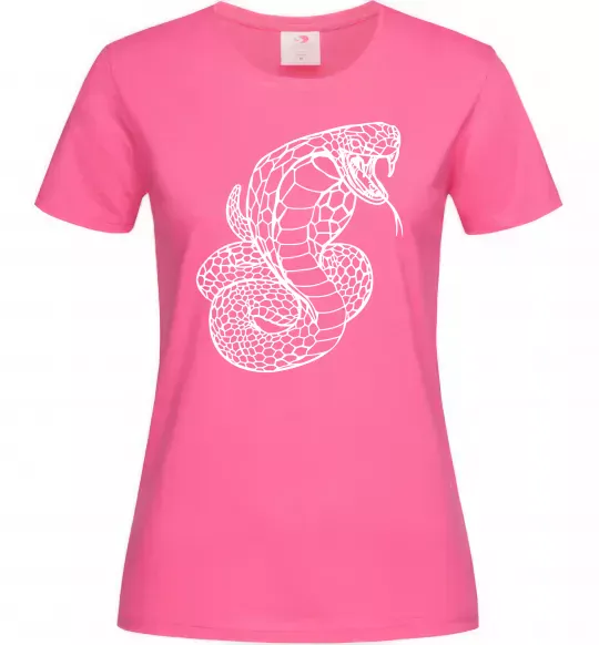 Женская футболка Кобра контур тонкий Ярко-розовый фото