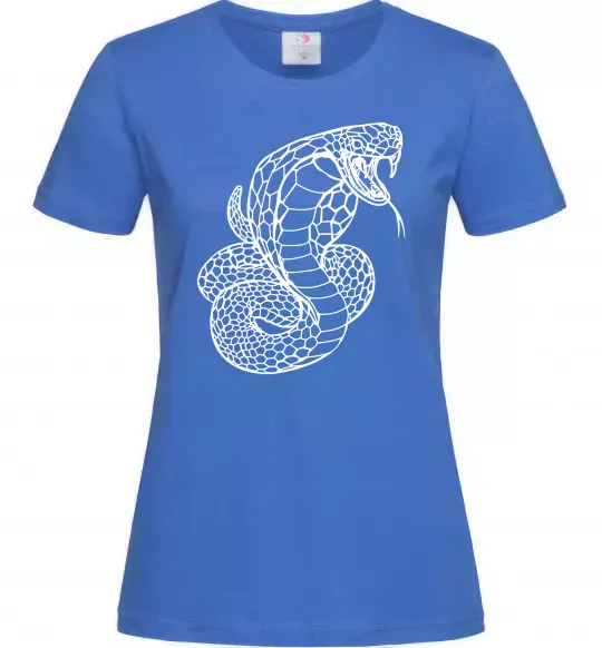 Женская футболка Кобра контур тонкий Ярко-синий фото