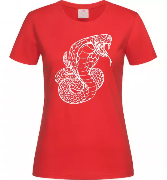 Женская футболка Кобра контур тонкий Красный фото