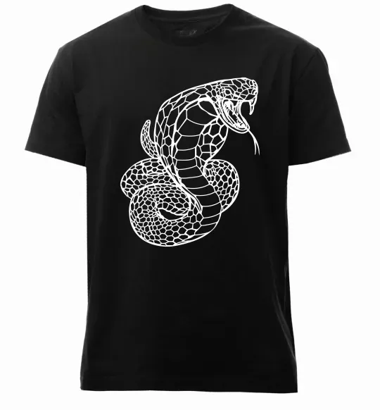 Чоловіча преміум футболка Кобра контур тонкий Чорний фото