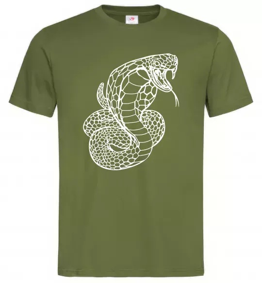 Мужская футболка Кобра контур тонкий Оливковый фото